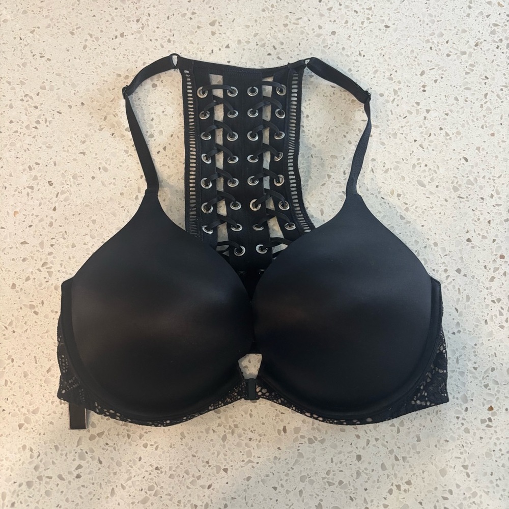 Victoria's Secret Black push up Lace-Up design Racerback Bra
